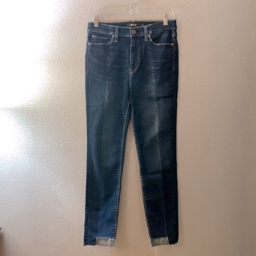HUDSON Barbara super skinny jeans raw uneven hem button/zip fly pockets sz 28